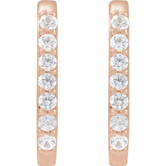 14K Gold Natural White Sapphire, London Blue Topaz, Mozambique Garnet, Tsavorite Garnet Hoop Earrings