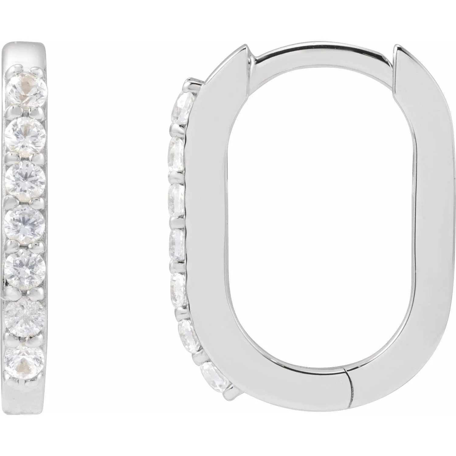 14K Gold Natural White Sapphire, London Blue Topaz, Mozambique Garnet, Tsavorite Garnet Hoop Earrings