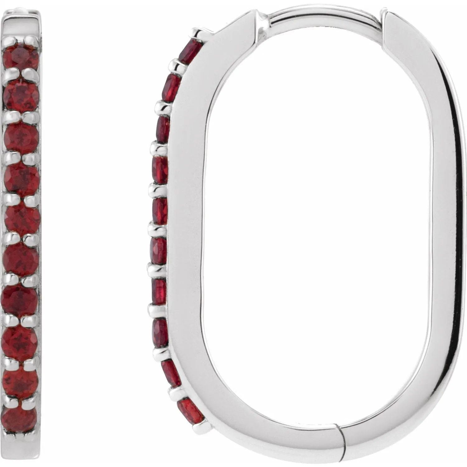 14K Gold Natural White Sapphire, London Blue Topaz, Mozambique Garnet, Tsavorite Garnet Hoop Earrings