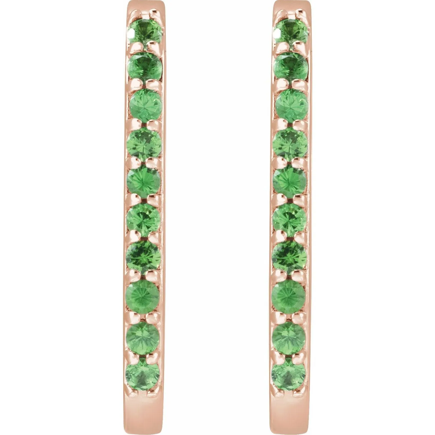 14K Gold Natural White Sapphire, London Blue Topaz, Mozambique Garnet, Tsavorite Garnet Hoop Earrings
