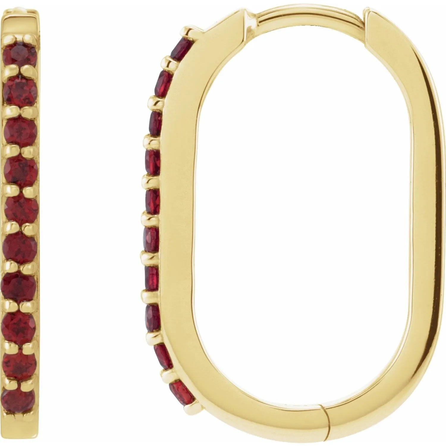 14K Gold Natural White Sapphire, London Blue Topaz, Mozambique Garnet, Tsavorite Garnet Hoop Earrings