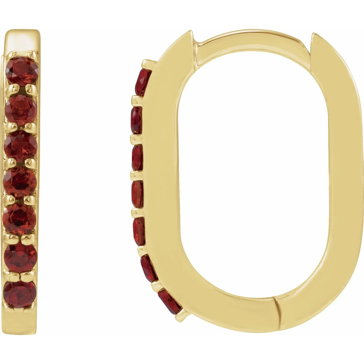 14K Gold Natural White Sapphire, London Blue Topaz, Mozambique Garnet, Tsavorite Garnet Hoop Earrings