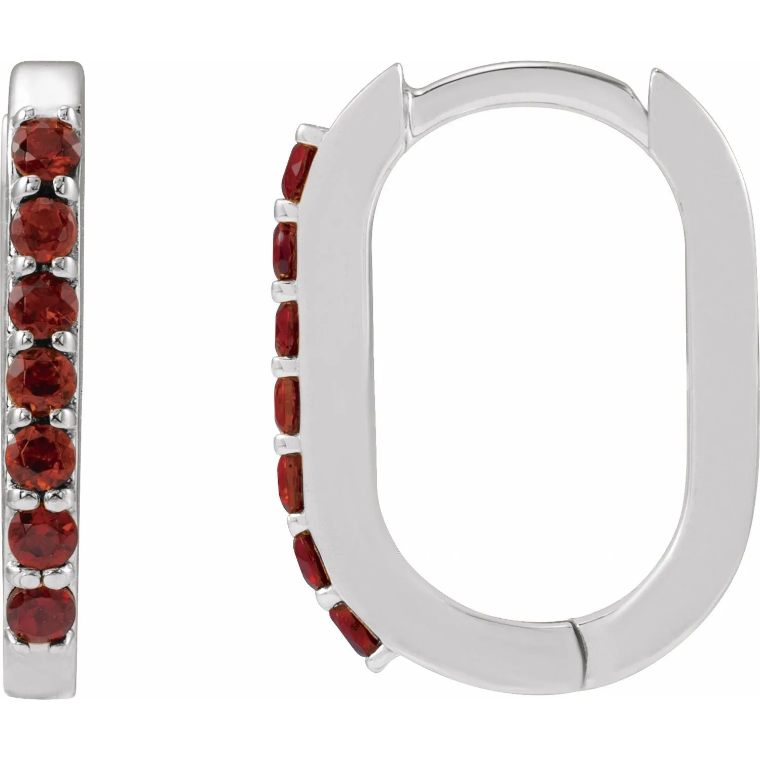 14K Gold Natural White Sapphire, London Blue Topaz, Mozambique Garnet, Tsavorite Garnet Hoop Earrings