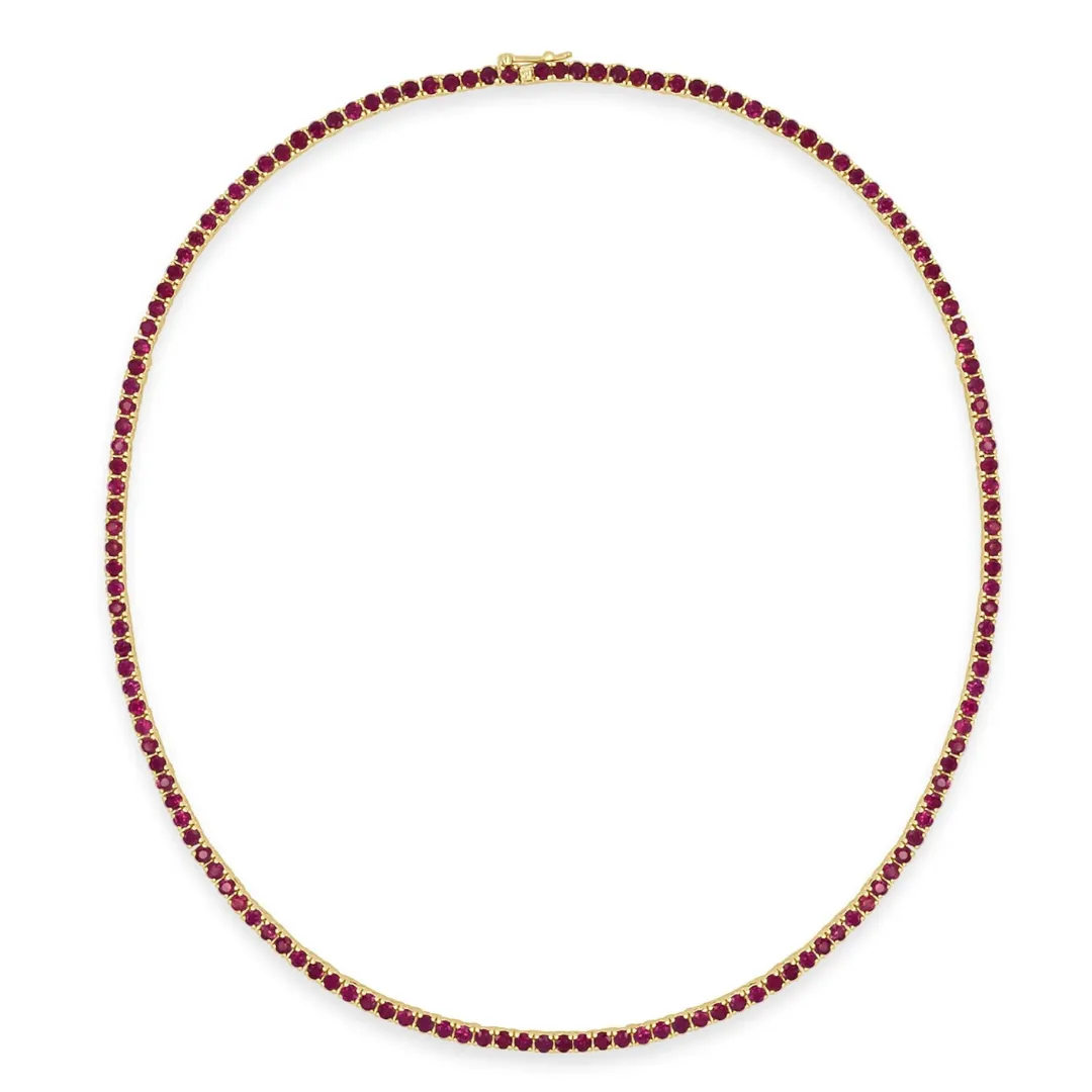 14K GOLD RUBY TENNIS NECKLACE