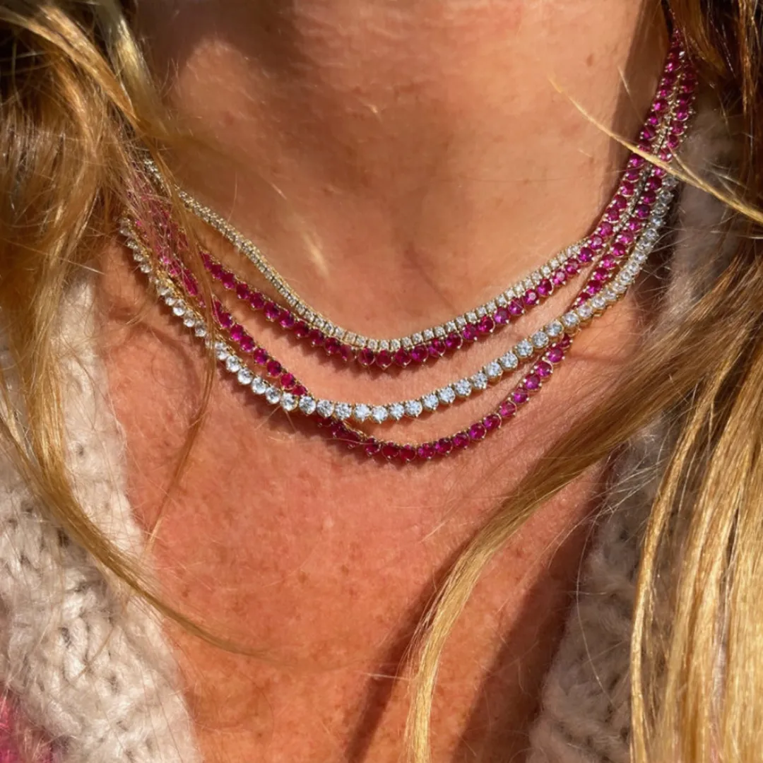 14K GOLD RUBY TENNIS NECKLACE