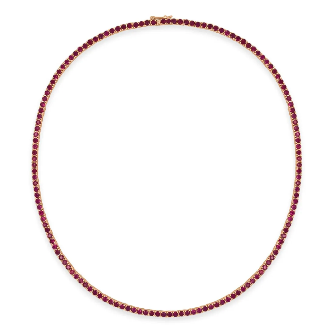 14K GOLD RUBY TENNIS NECKLACE