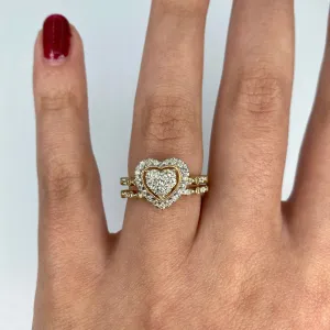 14K Halo Heart Stack Diamond Ring