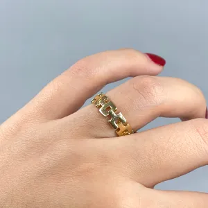 14K Link Diamond Clasp Ring
