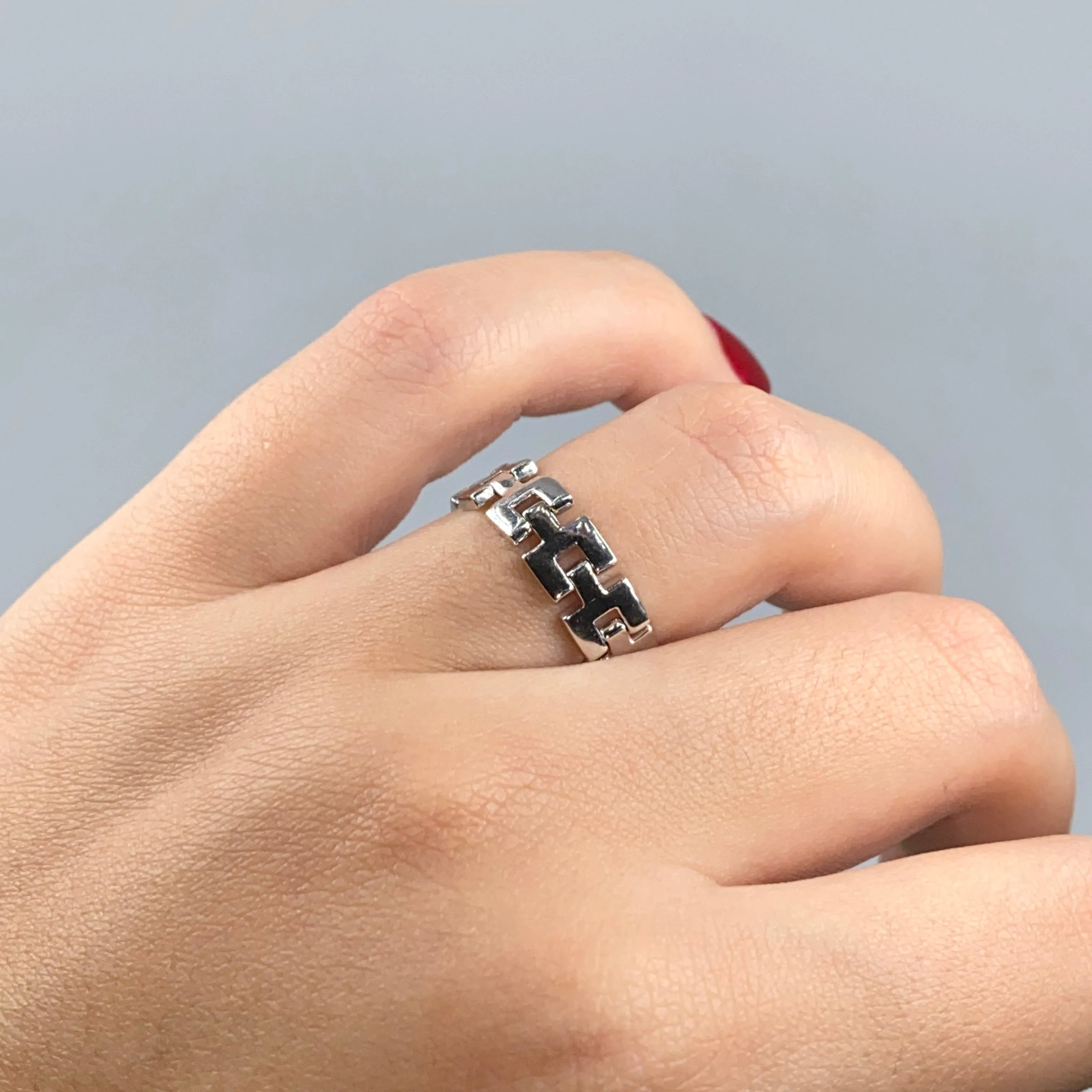 14K Link Diamond Clasp Ring