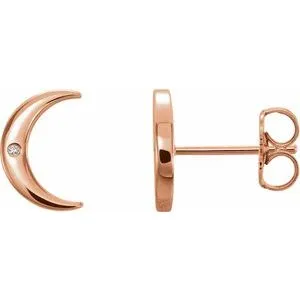 14K Rose .005 CTW Diamond Crescent Earrings
