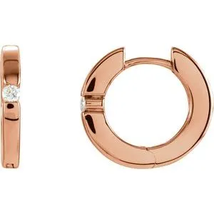 14K Rose .07 CTW Diamond Hoop Earrings