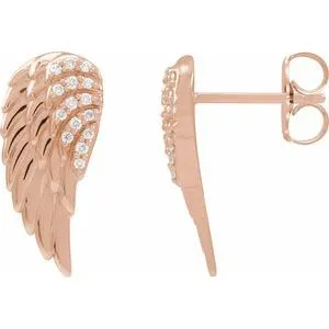 14K Rose .07 CTW Natural Diamond Angel Wing Earrings