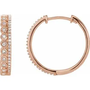 14K Rose 1/3 CTW Diamond Geometric Hoop Earrings