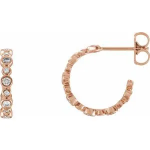 14K Rose 3/8 CTW Diamond Hoop Earrings