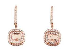 14K Rose Gold Morganite and Diamond Earrings
