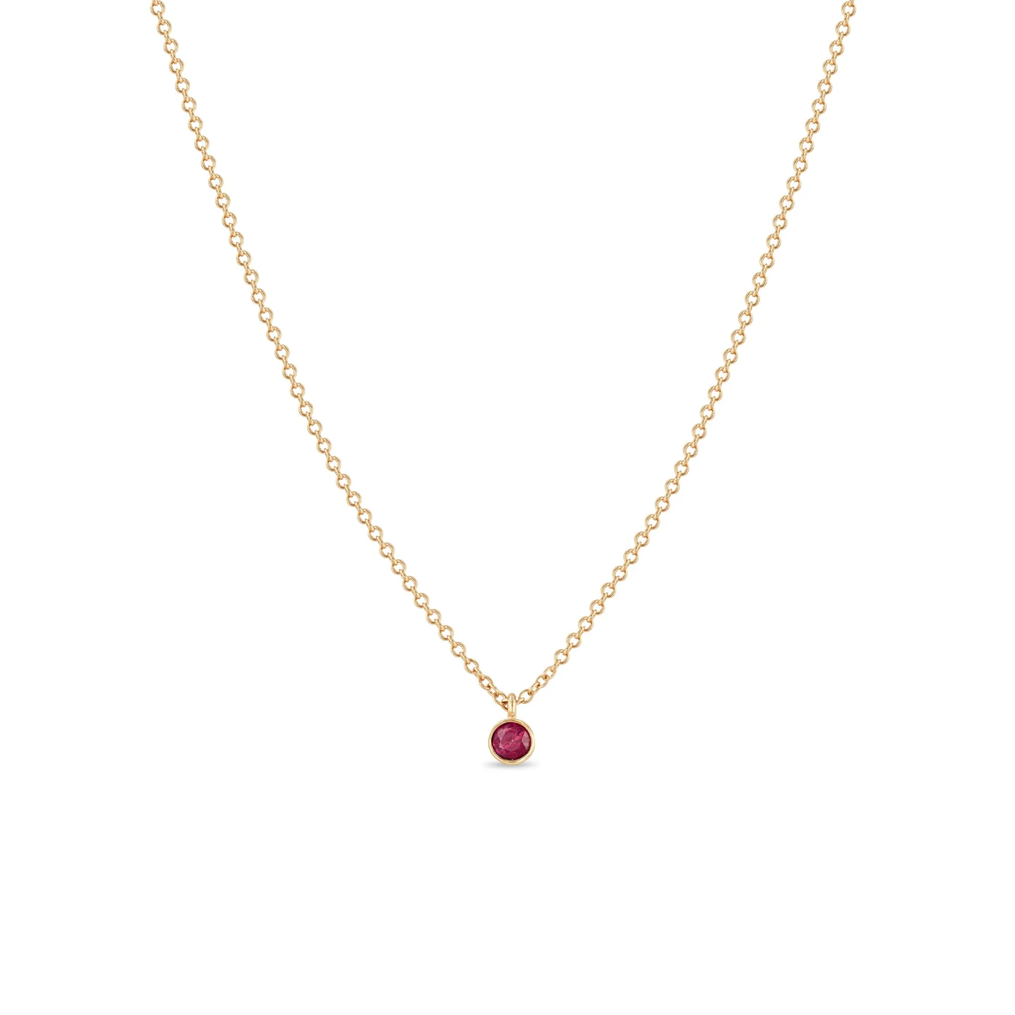 14k Single Ruby Pendant Necklace | July Birthstone