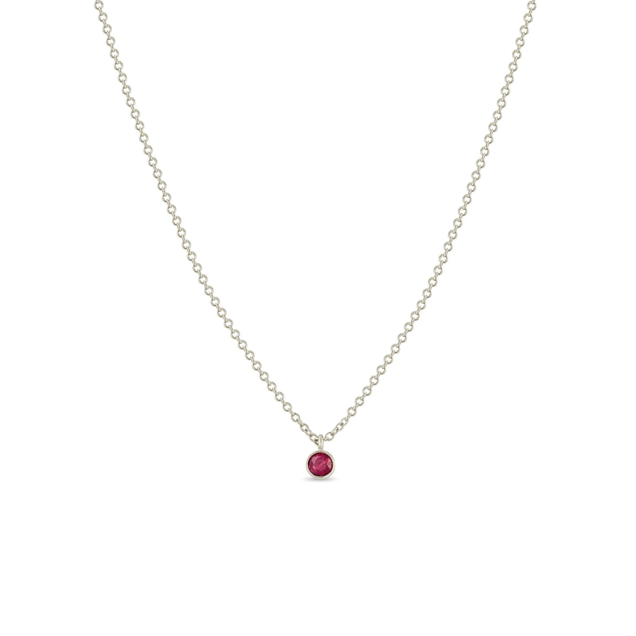 14k Single Ruby Pendant Necklace | July Birthstone