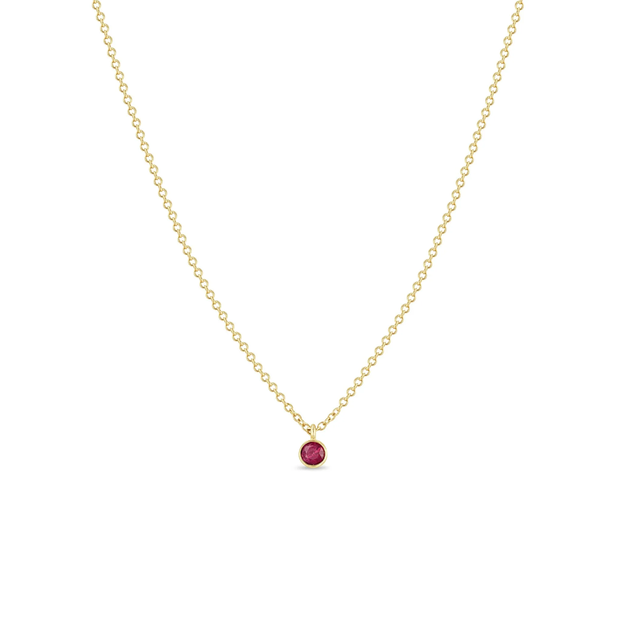 14k Single Ruby Pendant Necklace | July Birthstone