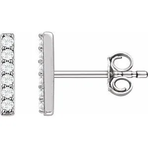 14K White 1/10 CTW Natural Diamond Bar Earrings