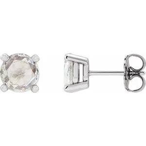 14K White 1/4 CTW Rose-Cut Natural Diamond Stud Earrings