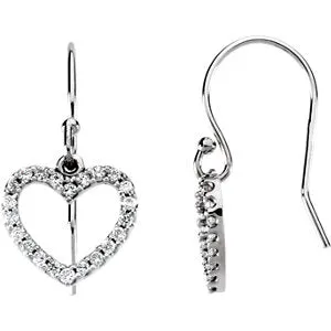 14K White 1/5 CTW Diamond Heart Earrings