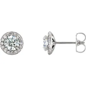 14K White 3/4 CTW Diamond Halo-Style Earrings