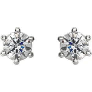 14K White 4 mm SI2-SI3 1/2 CTW Diamond 6-Prong Wire Basket Earrings