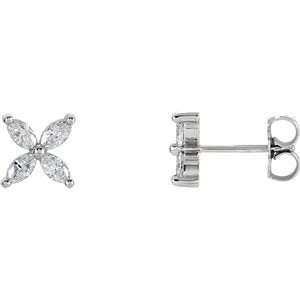 14K White 5/8 CTW Diamond Cluster Earrings