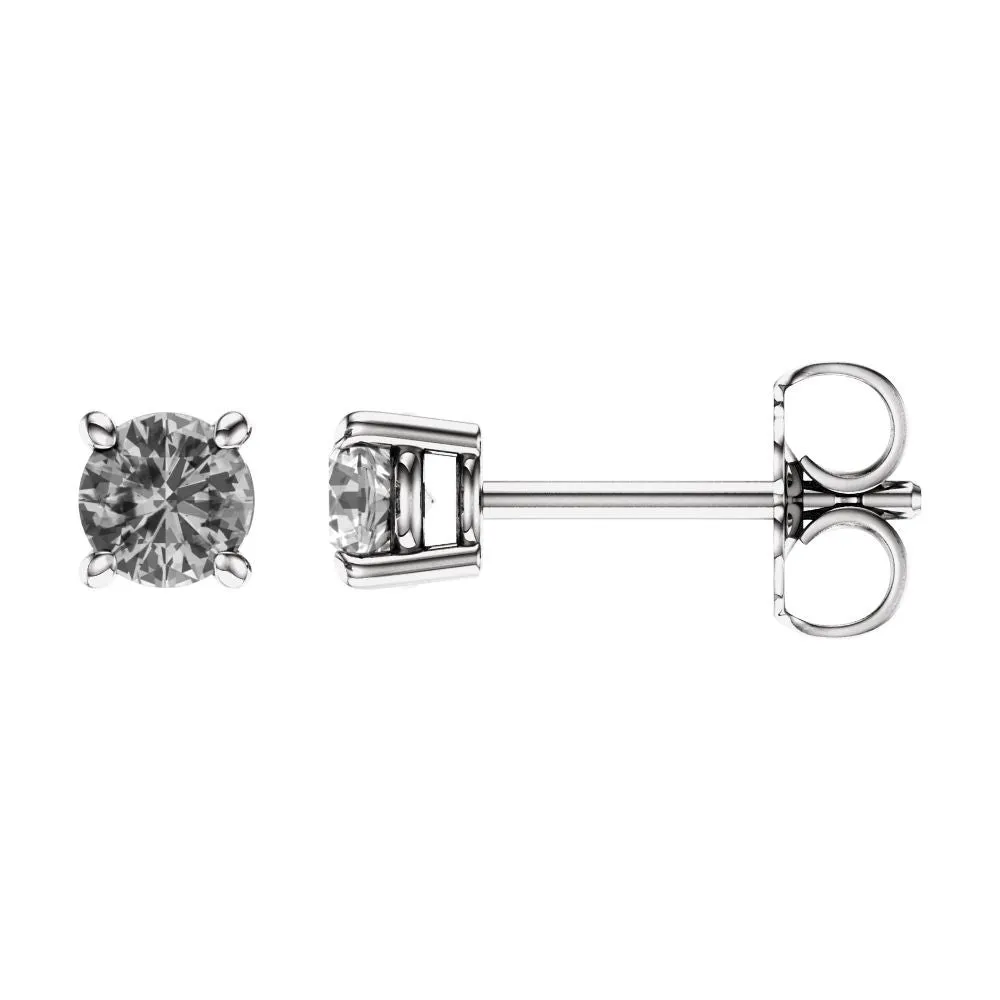 14k White Gold 4mm Round White Sapphire Earrings