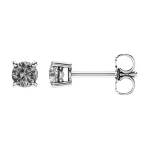 14k White Gold 4mm Round White Sapphire Earrings