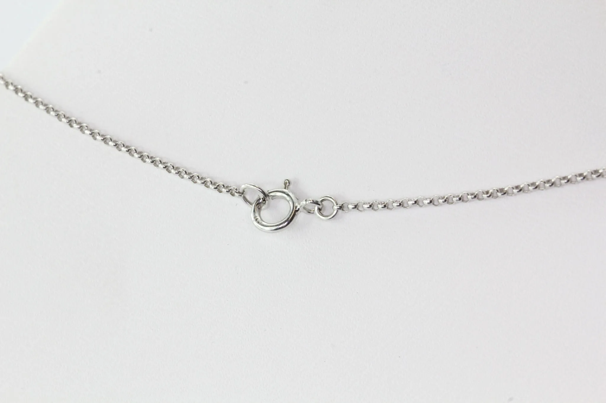 14K White Gold Natural Sapphire & Diamond Necklace