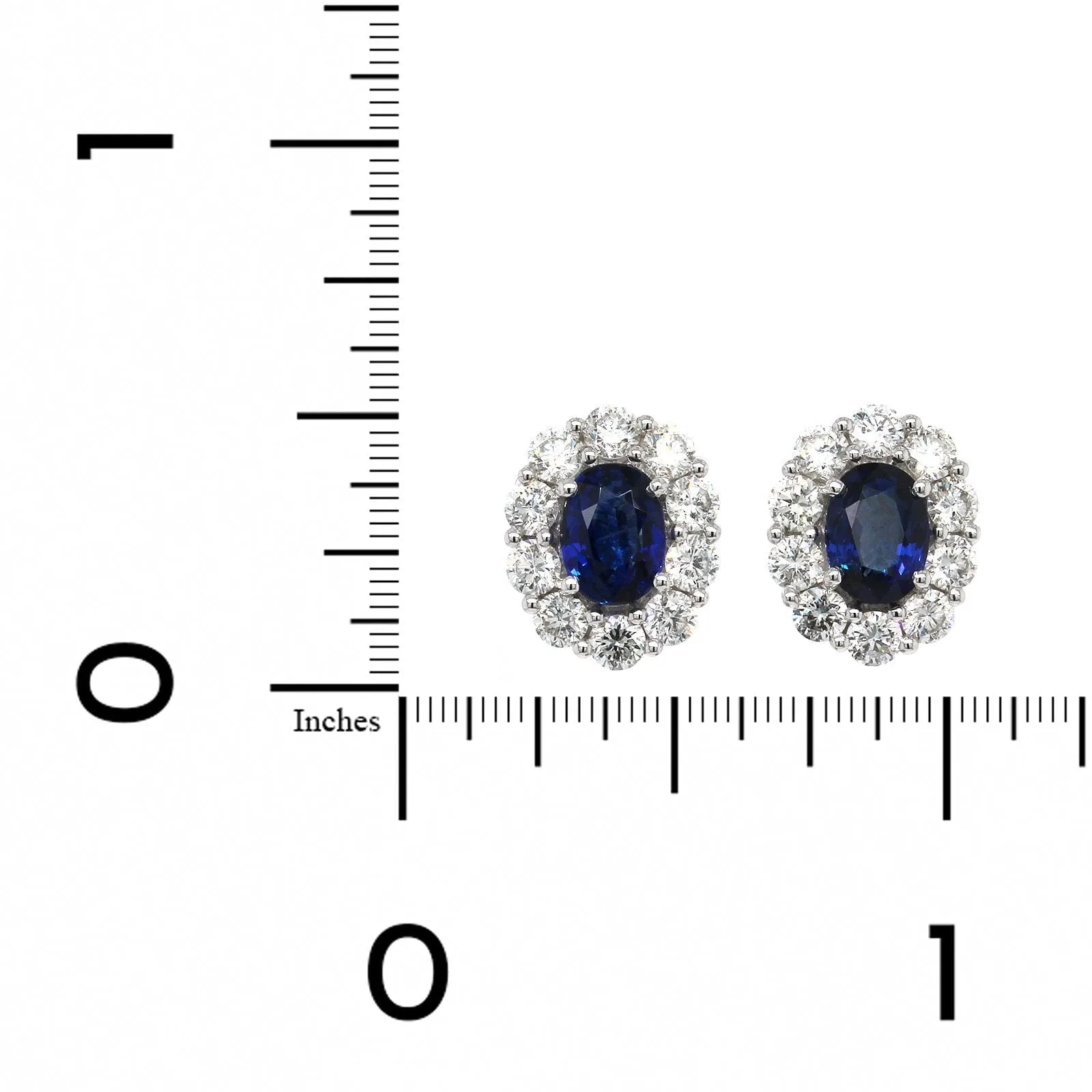 14K White Gold Oval Sapphire Halo Earrings