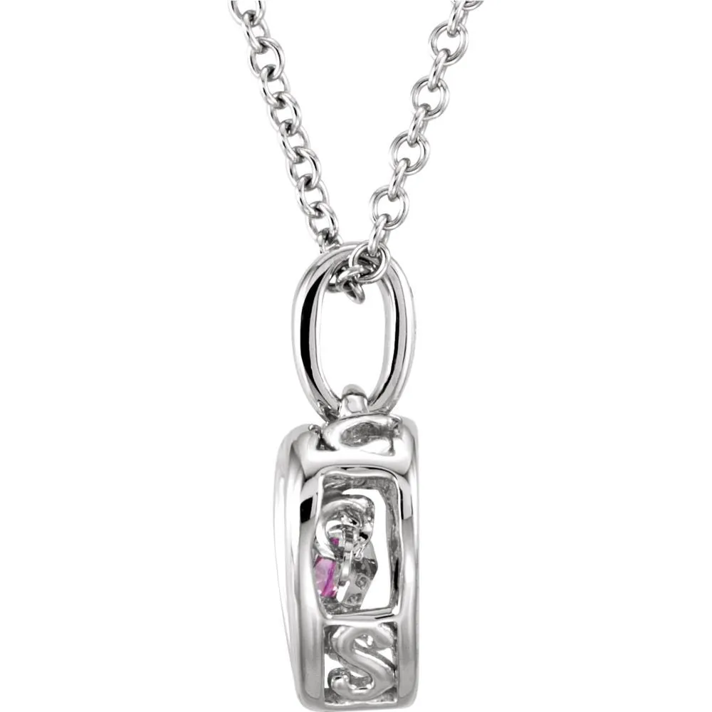 14k White Gold Pink Sapphire 18" Mystara® Necklace