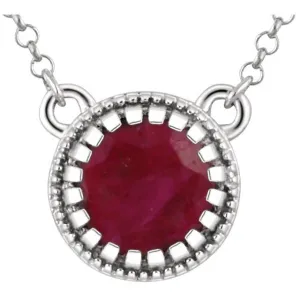 14K White Gold Ruby "July" 18" Birthstone Necklace