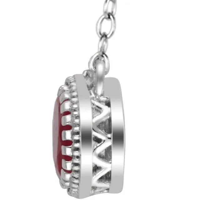 14K White Gold Ruby "July" 18" Birthstone Necklace