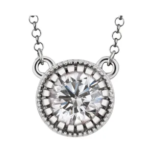 14k White Gold White Sapphire "April" 18" Birthstone Necklace