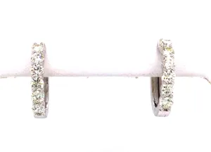 14K White Natural Diamond Hoop Earrings