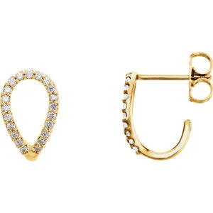 14K Yellow 1/5 CTW Diamond Geometric J-Hoop Earrings
