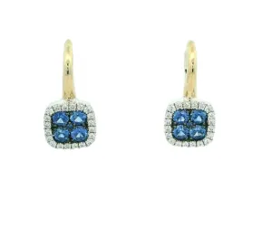 14K Yellow & White Sapphire and Natural Diamond Drop Earrings