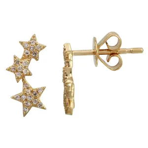 14K Yellow Gold Diamond Shooting Star Earrings