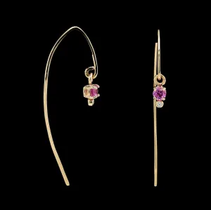 14K Yellow Gold Estate Pink Sapphire Earrings