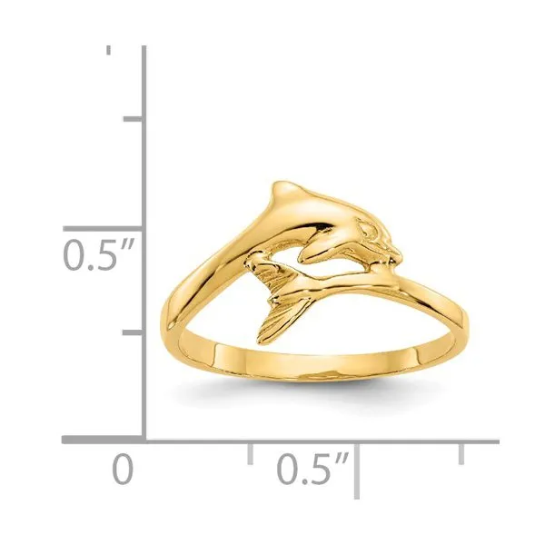 14K Yellow Gold High Polish Dolphin Ring