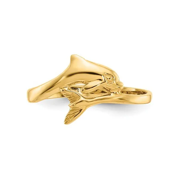 14K Yellow Gold High Polish Dolphin Ring