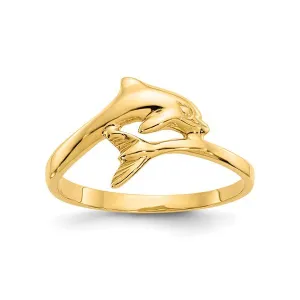 14K Yellow Gold High Polish Dolphin Ring