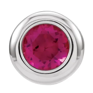 14k Yellow Gold Imitation Ruby "July" Birthstone Pendant Slide