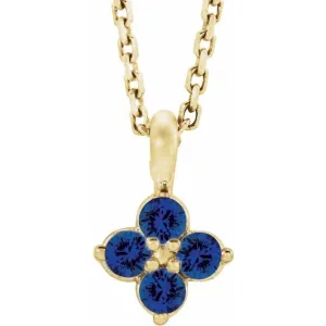 14K Yellow Gold Natural Blue Sapphire Youth 16-18" Necklace