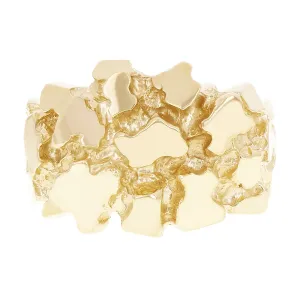 14k Yellow Gold Solid Chunky Nugget Ring 14.7mm Sizes 7 -12