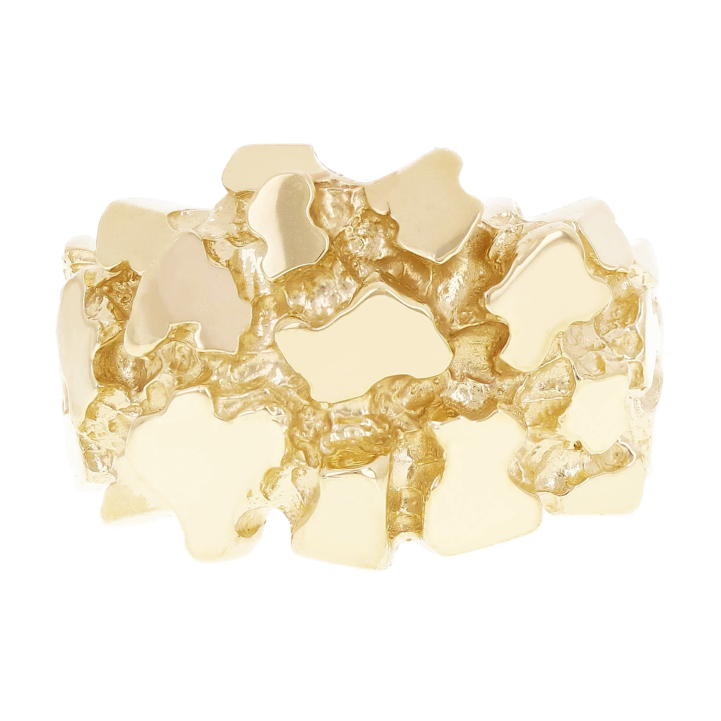 14k Yellow Gold Solid Chunky Nugget Ring 14.7mm Sizes 7 -12