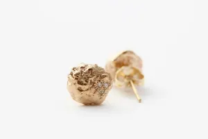 14k Yellow gold stud earrings with six white diamonds