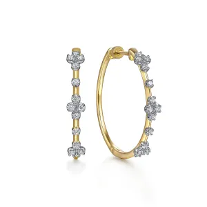 14K Yellow Natural Diamond Hoop Earrings